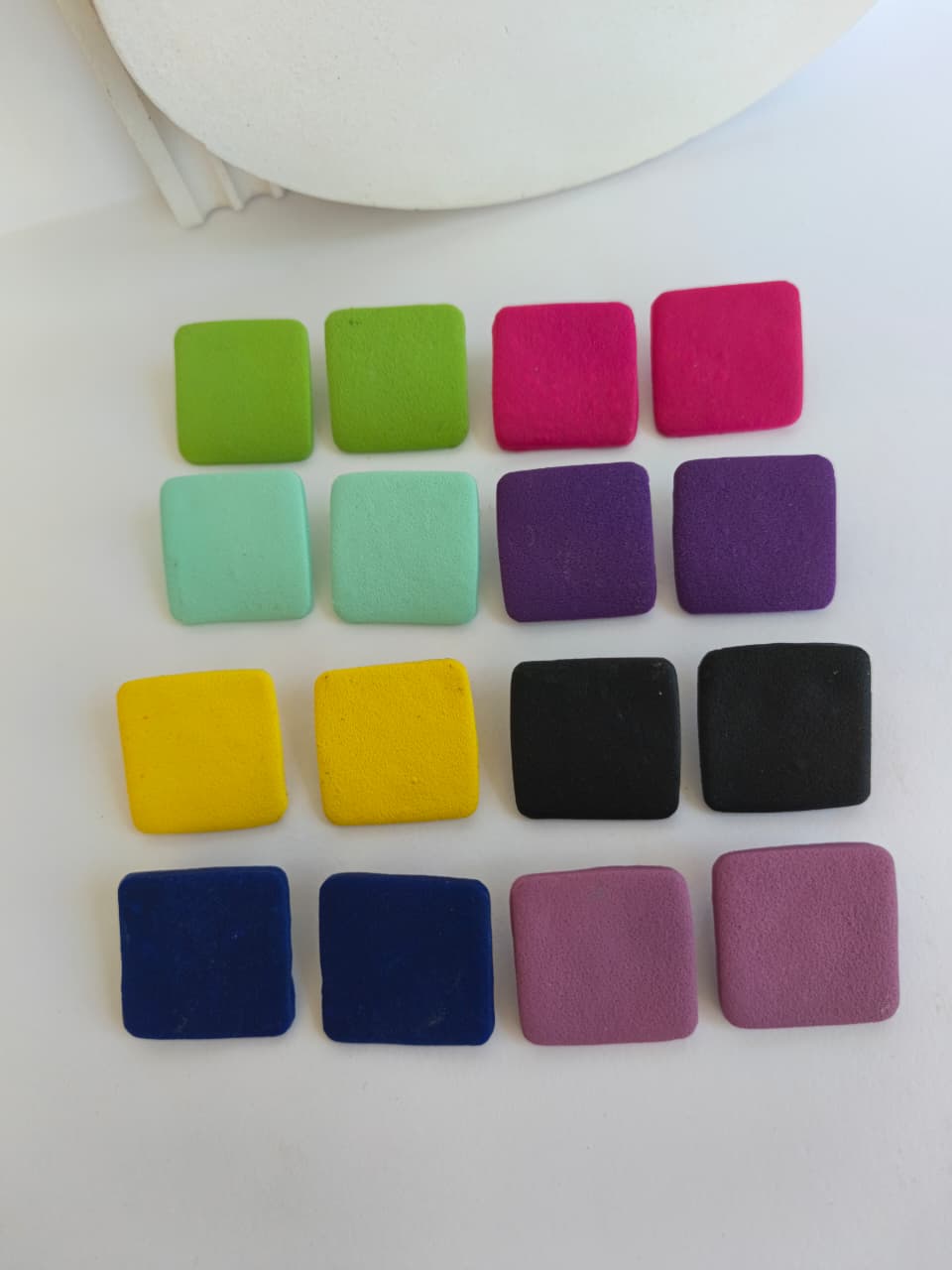 End of season sale - Square stud clay earring