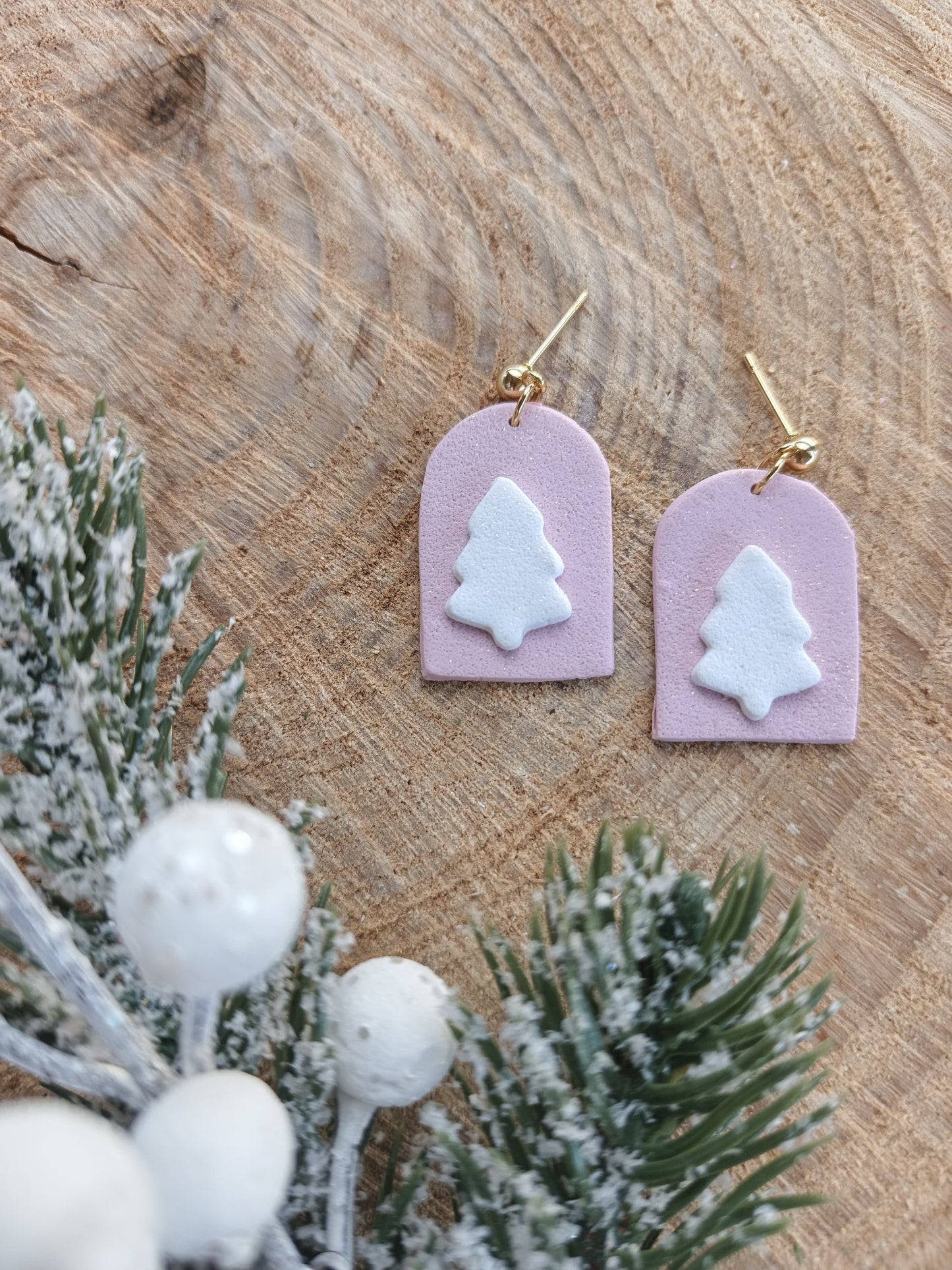 Christmas Pink Collection - Snowy Tree Charms
