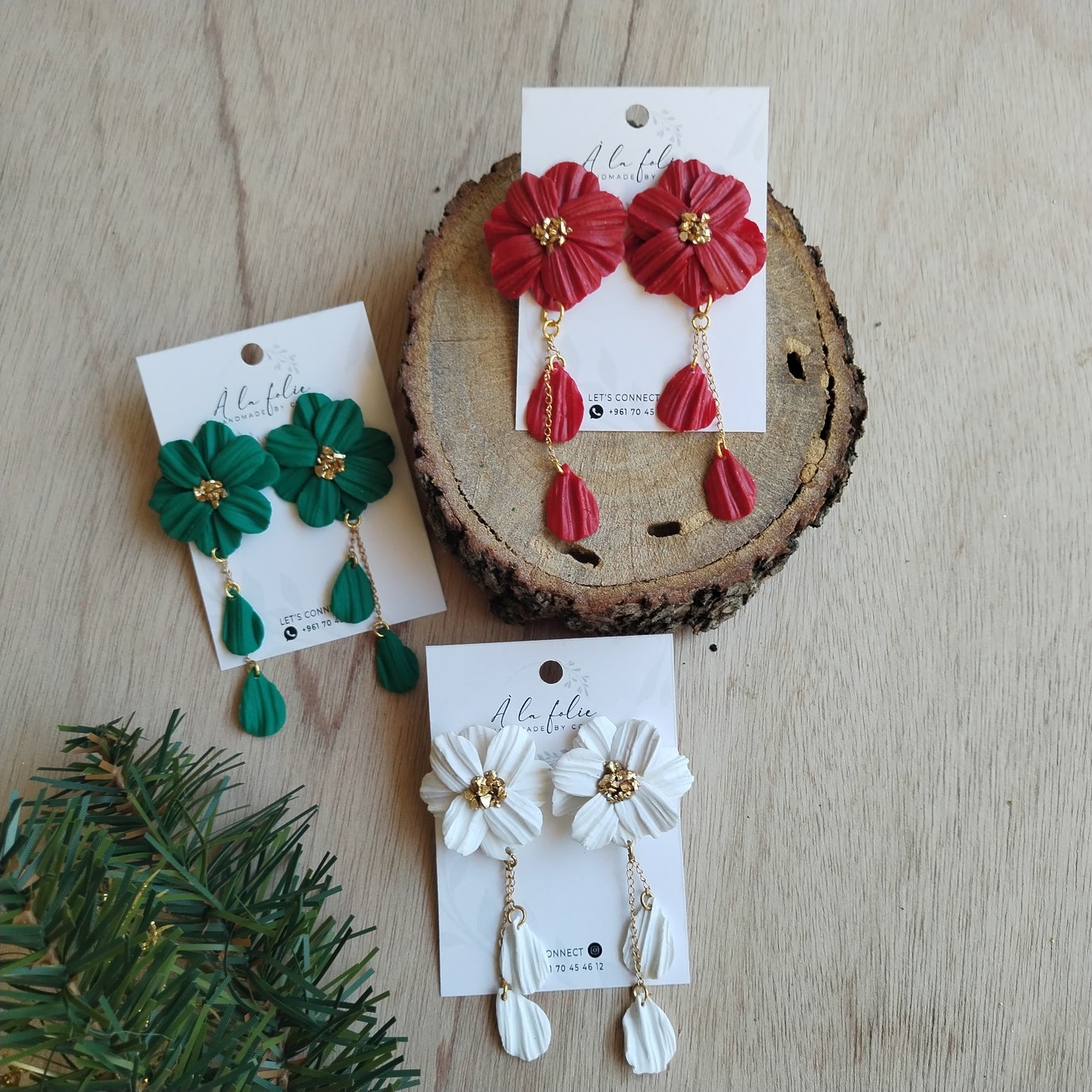 Christmas Collection - Flower Petal Dangle Earrings