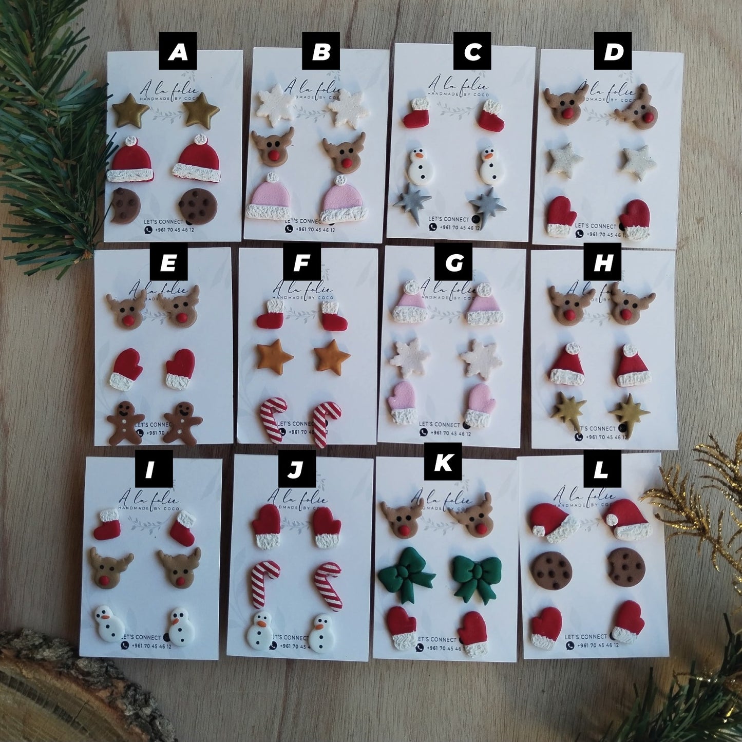 Christmas Collection - Christmas Stud Earring Set Of 3 Pack