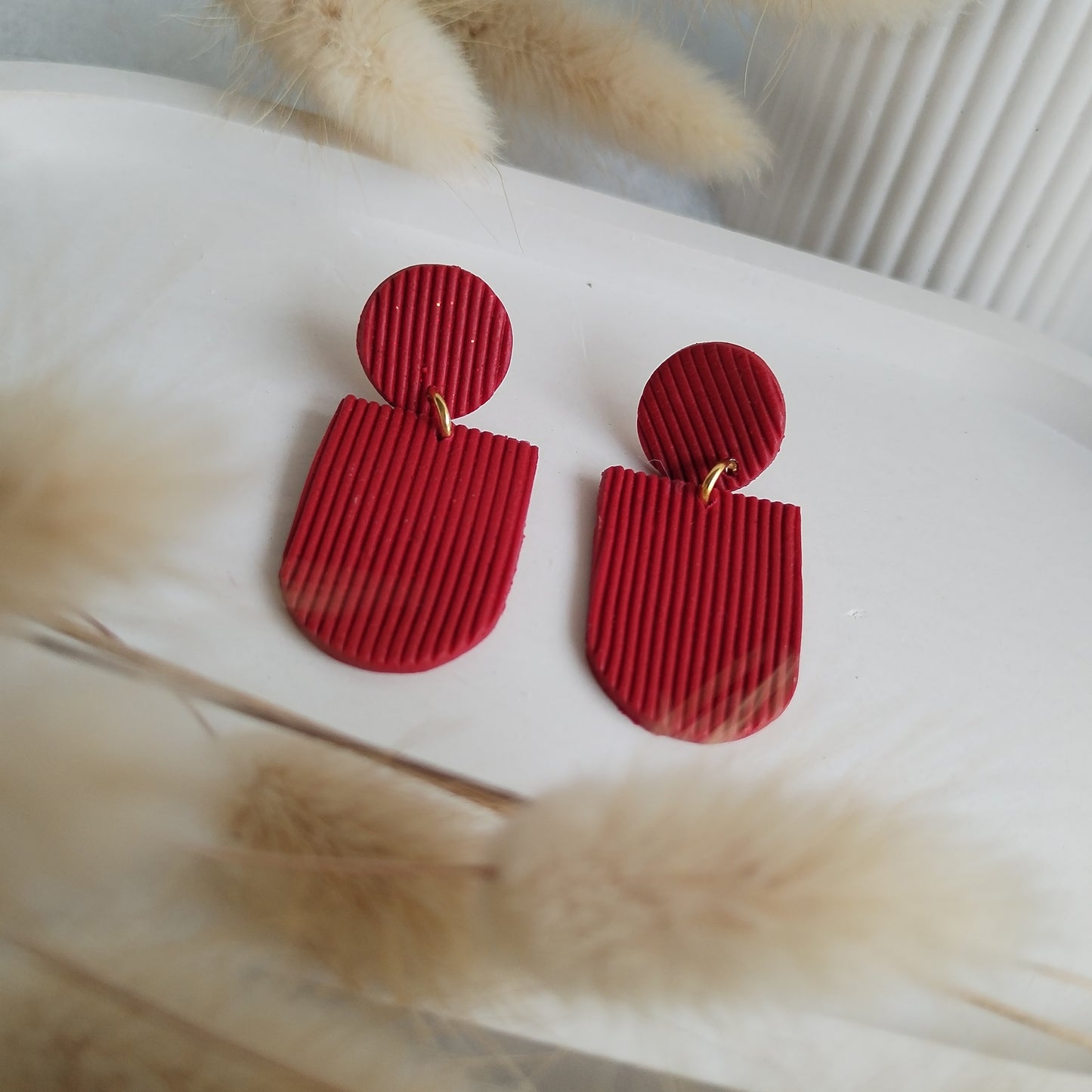 Stripped Clay Earring Statement