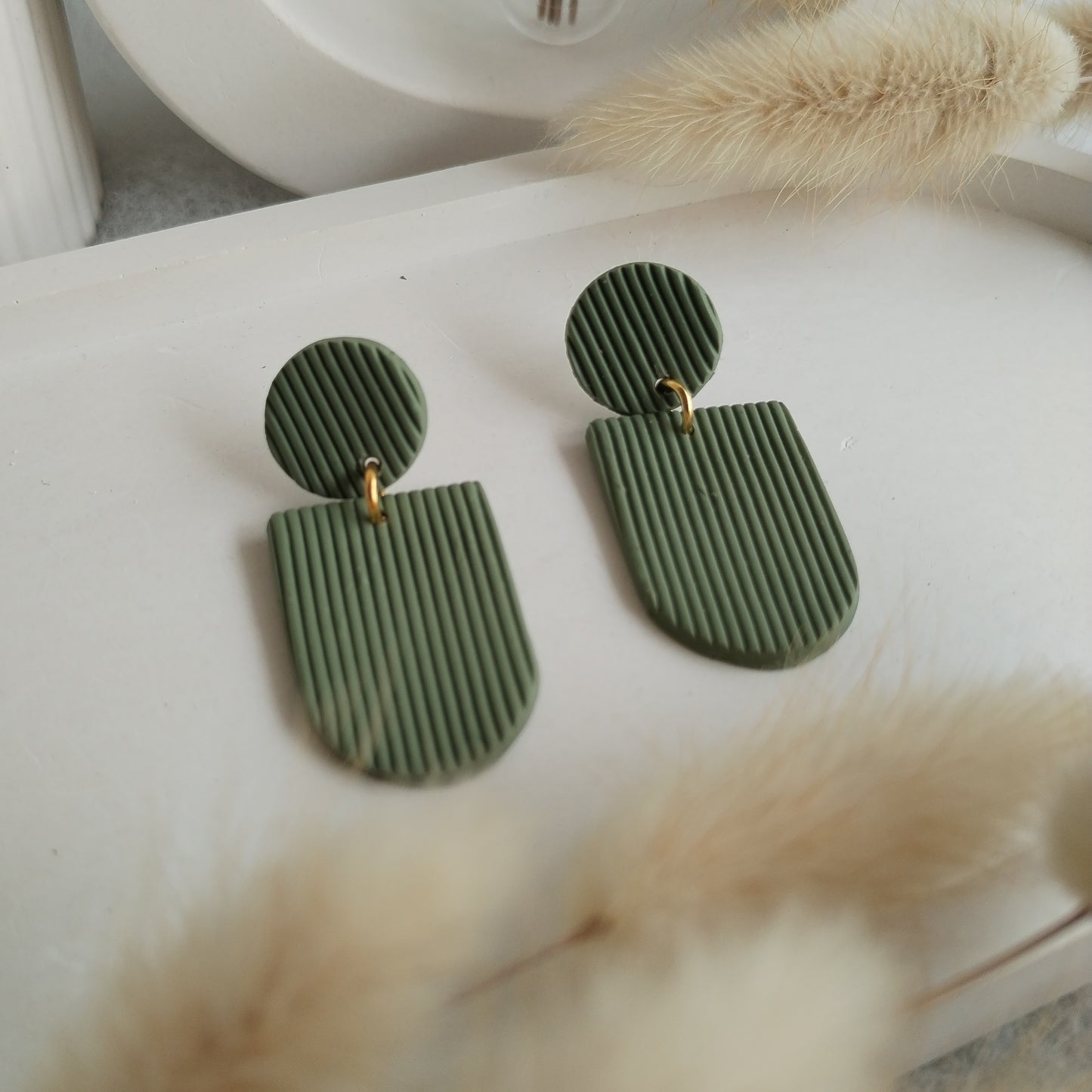 Stripped Clay Earring Statement