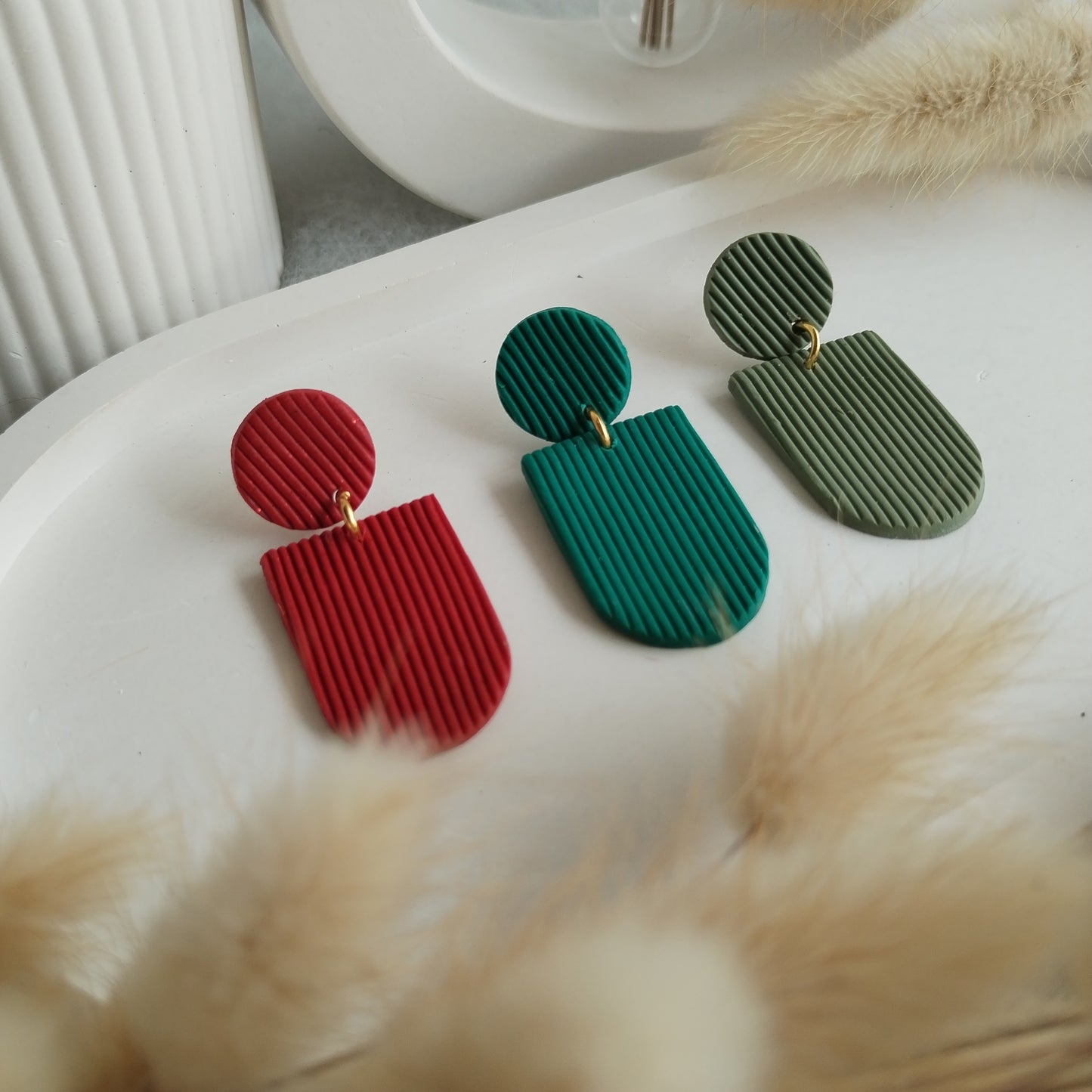 Stripped Clay Earring Statement