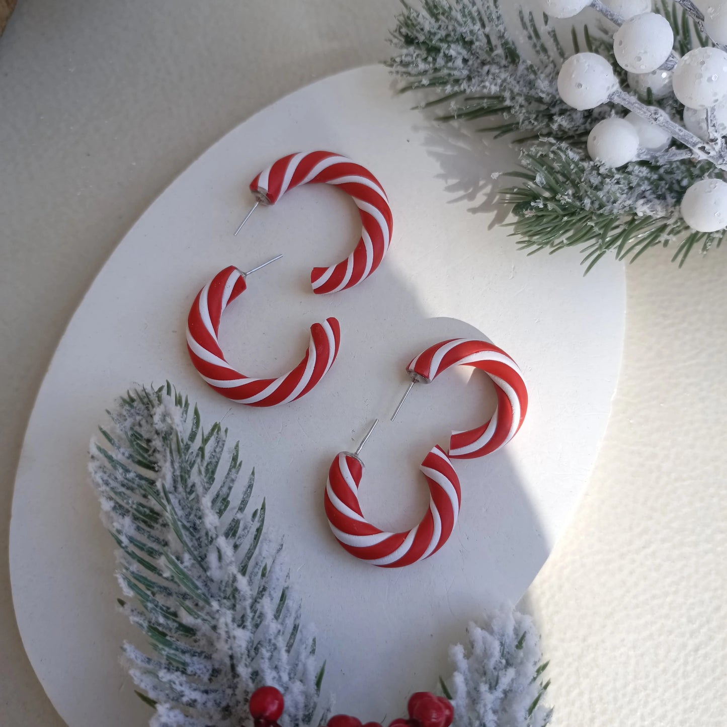 Christmas Collection - Candy cane hoop earring