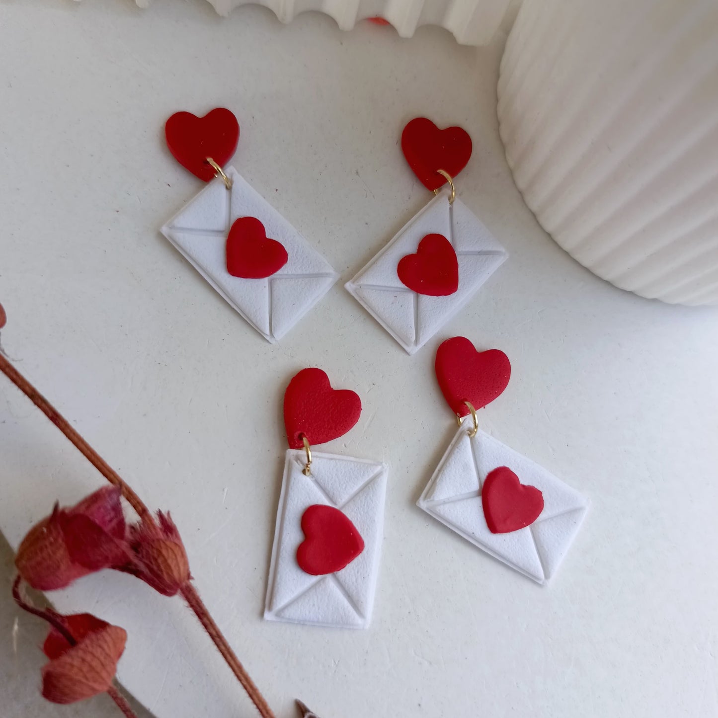 Valentine Collection : Envelope Valentine Clay Earring