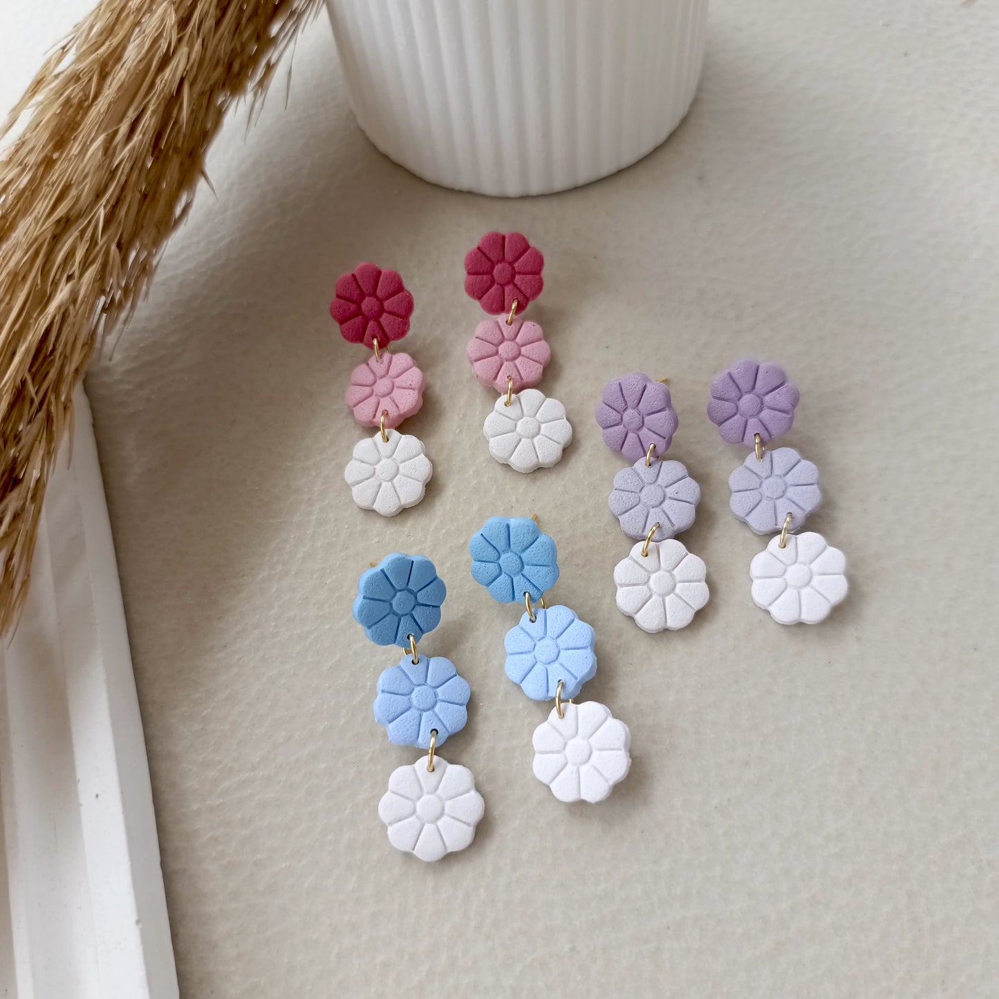 ASpring Floral Dangle Clay Earrings