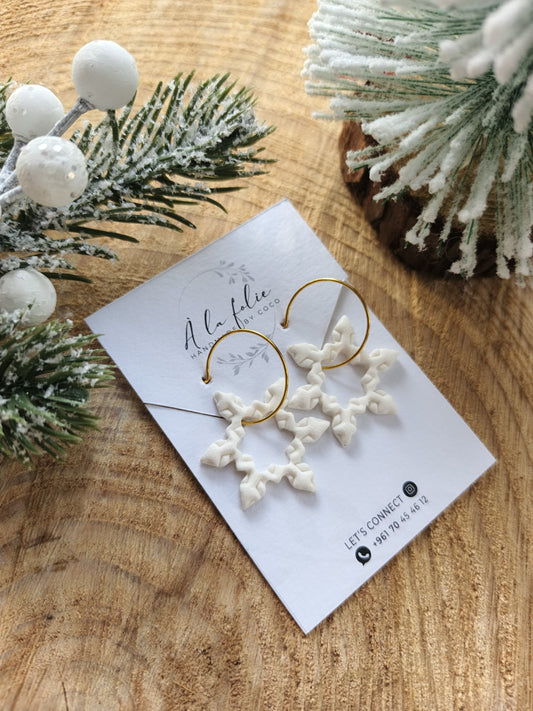Christmas Collection - Winter Lace Snowflake Hoops