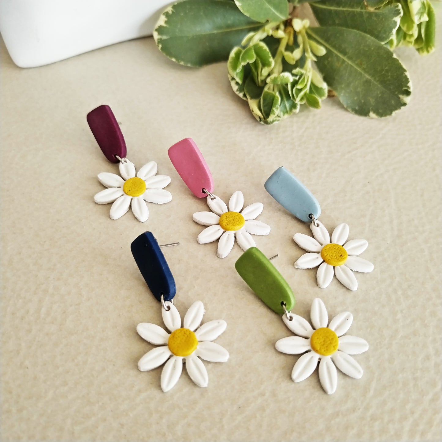 Spring - Daisy Polymer Clay Earrings