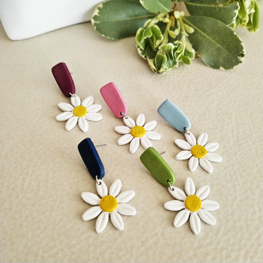 Spring - Daisy Polymer Clay Earrings