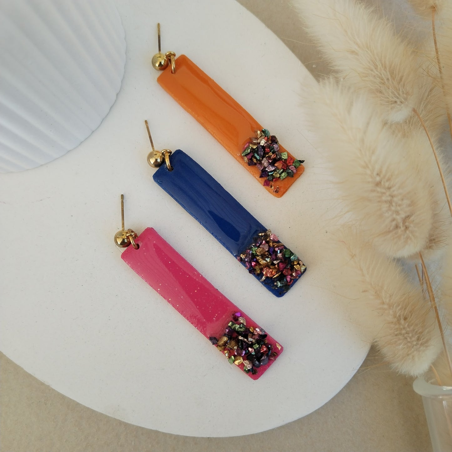 End of season sale - Stripe Stoned Earrings