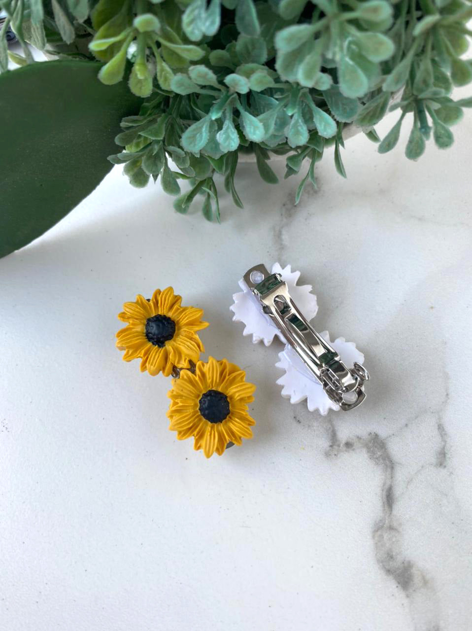 Daisy and sunflower hair clip medium
