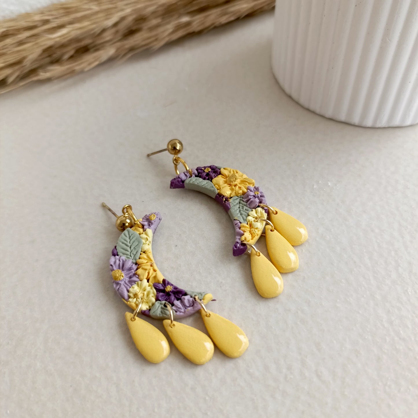 End of season sale - Bloom & Glow - Moon Spring Flower Earring