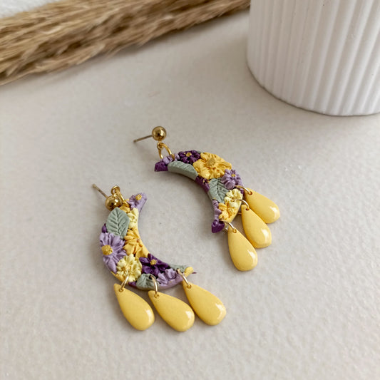 End of season sale - Bloom & Glow - Moon Spring Flower Earring