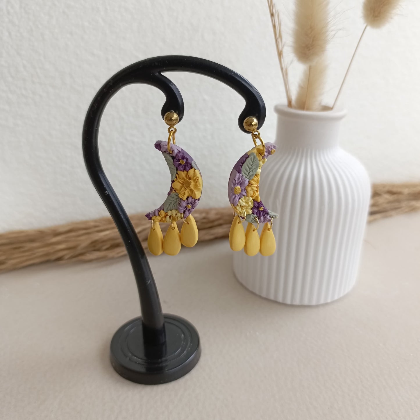 End of season sale - Bloom & Glow - Moon Spring Flower Earring