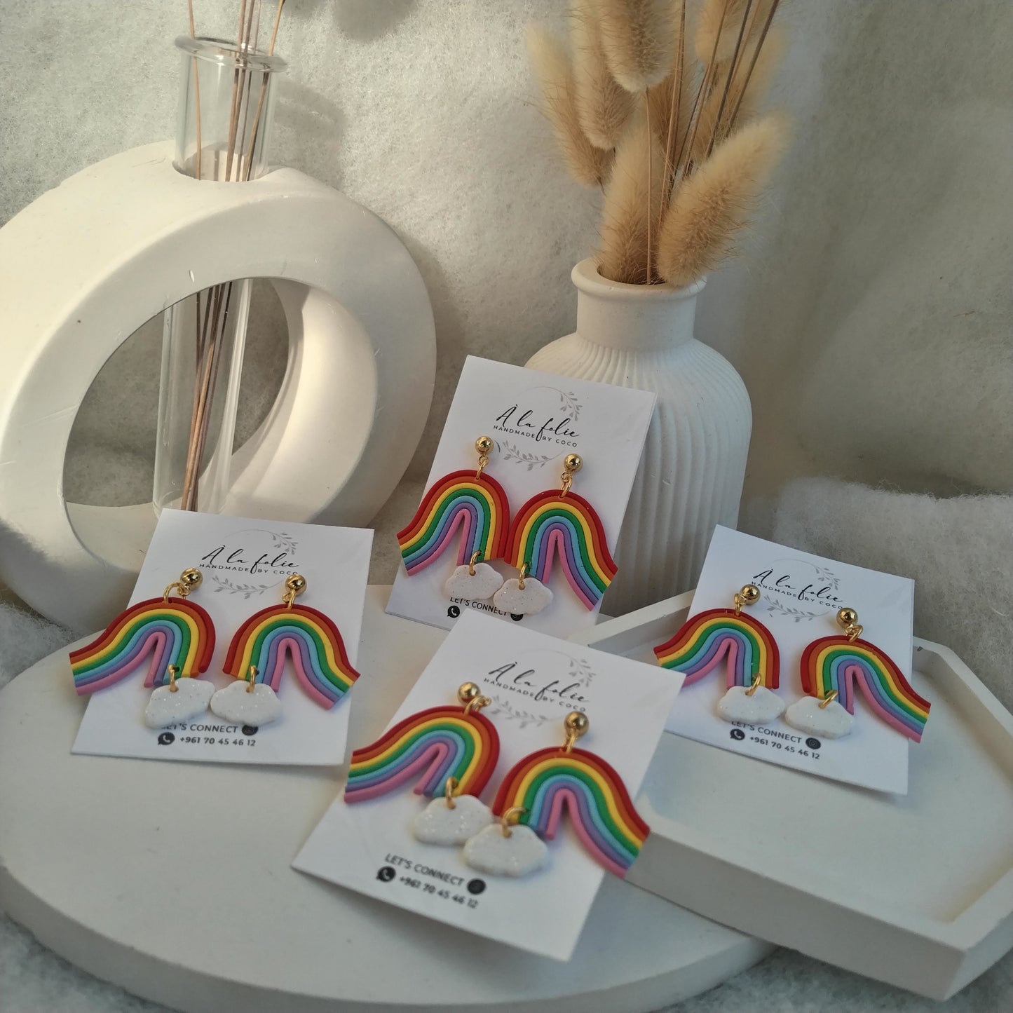 Rainbow Dangles Clay Earring