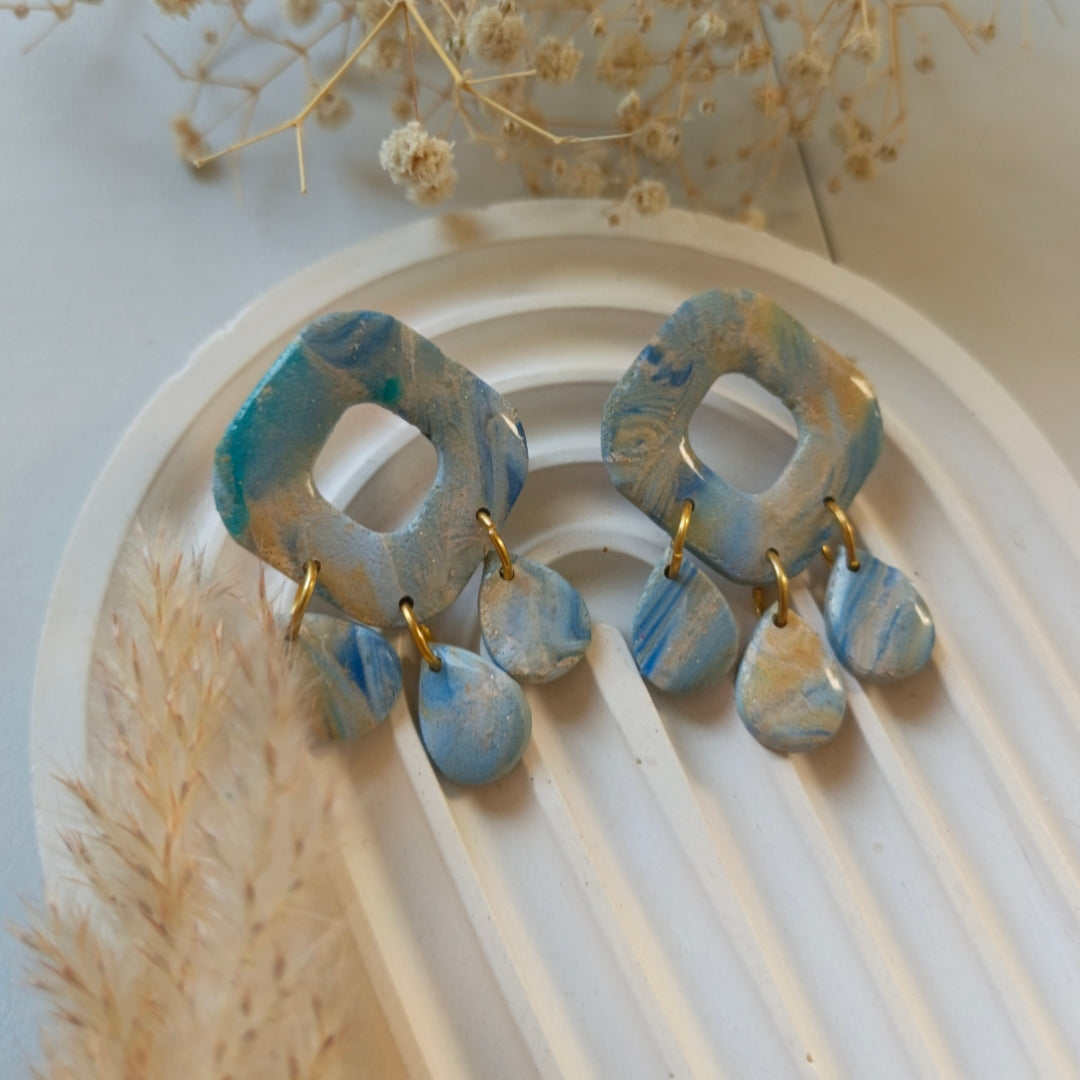End of season sale - Azure Drift Statement Earrings