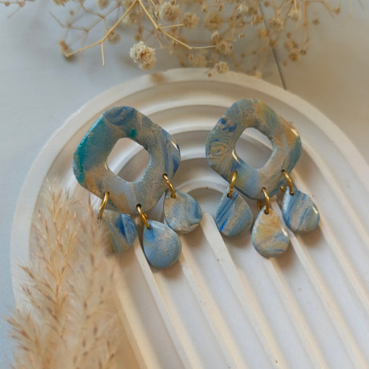 End of season sale - Azure Drift Statement Earrings