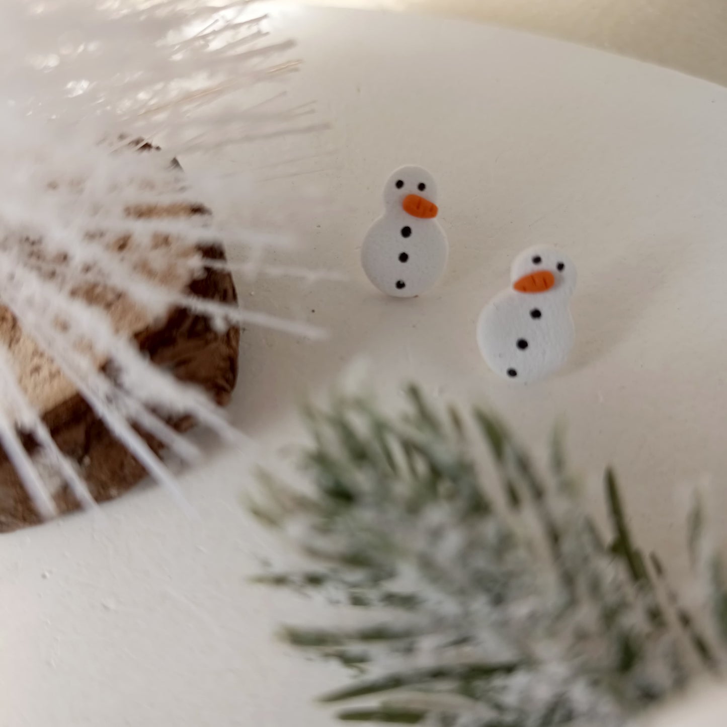 Christmas collection - Mini Snowman Stud Clay Earring