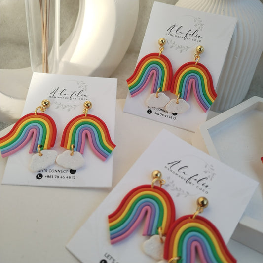 Rainbow Dangles Clay Earring