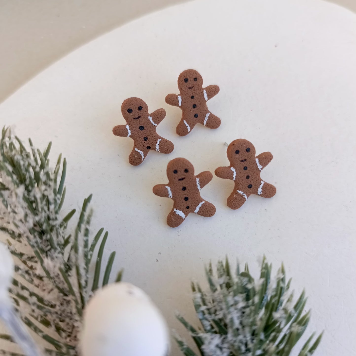 Christmas Collection - Gingerbread Man Stud Clay Earring